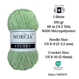 Norcia Soft Velvet Yarn Chenille Yarn for Crocheting Super Bulky 100g (74.3 yds) Baby Blanket Yarn for Knitting Amigurumi Yarn Fancy Yarn for Crochet Weaving Craft