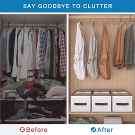 Bosuelife 3 Pack Wardrobe Clothes Organizer, 7 Grids Waterproof Mesh Jeans Drawer Closet Organizers and Storage, Dimension 14-1/4" x 9-1/2"x 8" (Compartment width: 2")