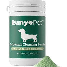 RunyePet Dog Dental Powder, Plaque Off Pet Tooth Cleaning lab co - Bad Breath & Tartar Remover for Dogs, Dog Teeth Cleaning Powder and Cats Breath Freshener (1)