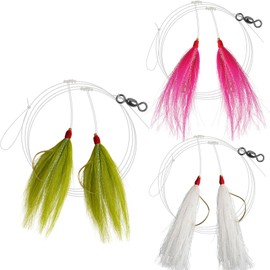 Fishing Bait Rigs Saltwater Fishing Rigs Hi-Lo Rig Flounder Rig Mylar Bucktail Teaser Rig for Bottom Fishing Sea Bass Halibut Rockfish Cod