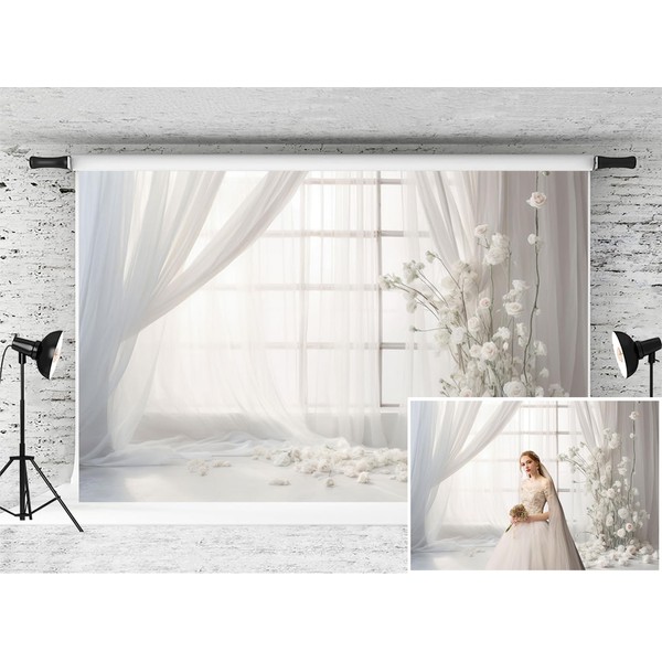 APROPHIC 2.1 x 1.5 m Photo Background, White Curtains with