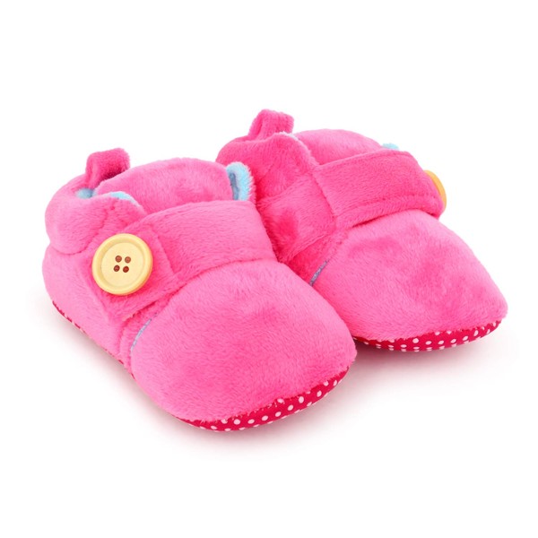 Superminis unisex-baby Dual Color Velvet Soft Base Booties/Shoes With Wooden