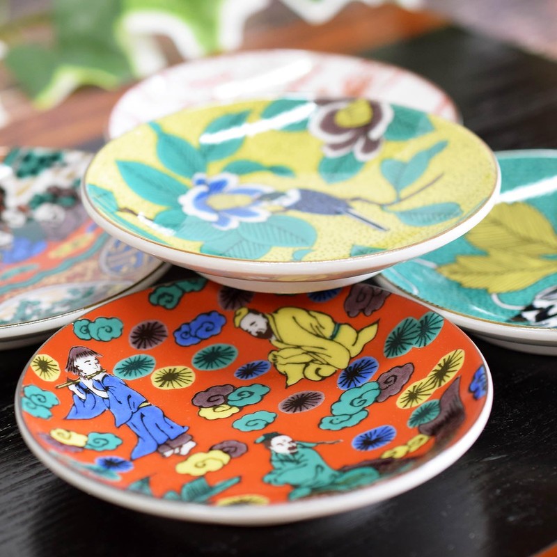 Stylish Dish Set, Kutani Ware, Small Plates, Set of 5,