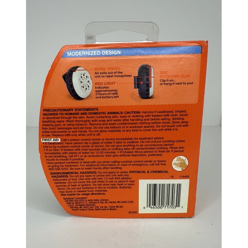 OFF! Clip-On Mosquito Repellent Fan Unit with 1 Refill, 12