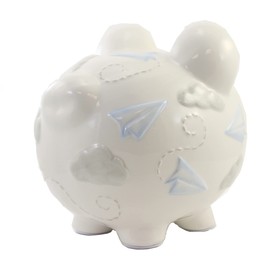 Child to Cherish Ceramic Piggy Bank for Boys, Paper Airplane