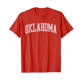 Oklahoma OK Varsity Vintage Athletic Sports Style White Text T-Shirt