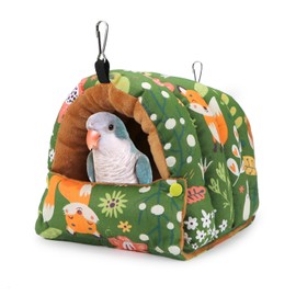 Wontee Bird Nest House Winter Warm Snuggle Hut Bird Bed Hanging Hammock for Parrots Budgies Parakeets Caique Senegal Cockatiels Conures (Medium, Green)