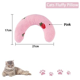 Zayejod Pillow for Cat Head to Lay On,Cat Sleeping Pillow for Indoor Cats Bed Mat,Curved Soft Puppy Calming Pillow for Relief Sleeping Improve,Pink