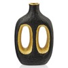 Arborus Ceramic Vase Small Gold Donut Vase 9.4" Boho Flower Vase Hollow Design Matt Decorative Modern Vase Dried Flowers Vase for Pampas Grass Home Aesthetic Room Shelf Decor