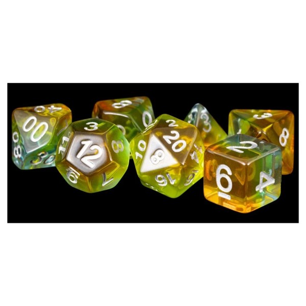 FanRoll by MDG Dice:7-Set Aurora Yellow/White