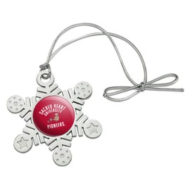 GRAPHICS & MORE Sacred Heart University Pioneers Logo Metal Snowflake Christmas Tree Holiday Ornament