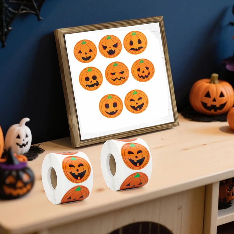 Bcautay 1000pcs Halloween Pumpkin Stickers, Halloween Sticker