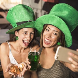 St Patrick's Day Earring Silicone Molds for Resin Silicone Molds Shamrock Dangle Earring Four-Leaf Clover Irish Hat Goblet Earring Resin Molds with Earring Hook Open Jump Ring for DIY Craft (Pink)