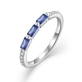 Blaniy Stackable Rings for Her 925 Sterling Silver Promise Ring Engagement Anniversary Eternity Ring with Tanzanite December Birthstone Jewelry Gifts for Women Size 9