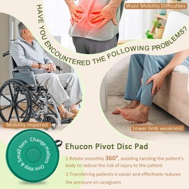 Pivot Disc and Patient Transfer Board-Turning Devices for Elderly and Disabled,Pregnant Woman,Slide Boards Aid,Swivel Cushion 360 Degree Rotating Seat Cushion for Direction Change 15.7"Dia