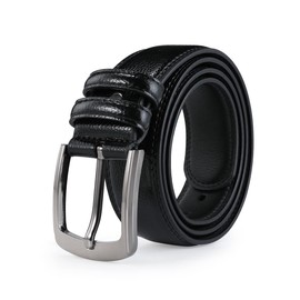 VRLEGEND Mens Belts Big and Tall 36"-70" Men Leather Belt Casual Work Dress Belt,Black & Brown Colors (48"-51" Waist, Black)