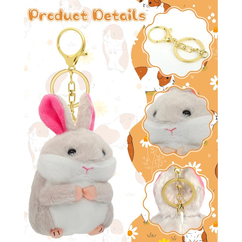 RAYNAG Set of 2 Bunny Keychain Cute Plush Rabbit Keychains