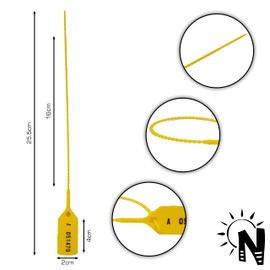 Made in the UK, Numbered Pull Seal, Anti Tamper Seals, Safety Cable Ties, Safety Seals, Security Labels, Tamper Seal (Yellow, 100)