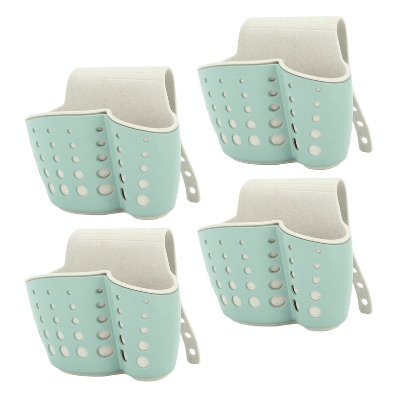 4Pcs Sink Sponge Holder PP 2 Layer Adjustable Strap Soap