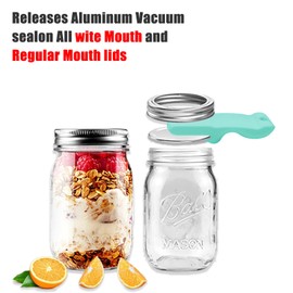 Mason Jar Opener and Canning Tool, Compatible with Mason Jar Lids, Releases Vacuum Seal on Wide Mouth and Regular Mouth, Magnetic Lid Lifter for Canning, Pickling (mint green)