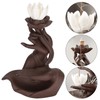 Backflow Incense Burner, Lotus Flower/Monk Waterfall Incense Holder, Handmade Ceramic