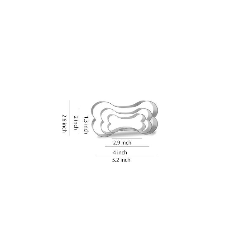 Keewah Dog Bone Cookie Cutter Set - 5.2”, 4”, 2.9”