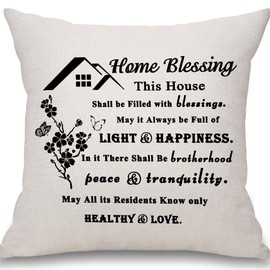 Mcaeou Home Blessing Cushion Cover Throw Pillow Cover for Friends Family Colleagues Neighbours Housewarming Gifts for Home Decoration (home blessing)