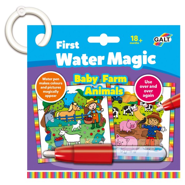 Galt Toys, First Water Magic - Baby Farm Animals, Kids Colouring Book, Ages 18 Months Plus