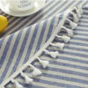 meioro Round Tablecloths Striped Fringe Tablecloth Cotton Linen Table Cover