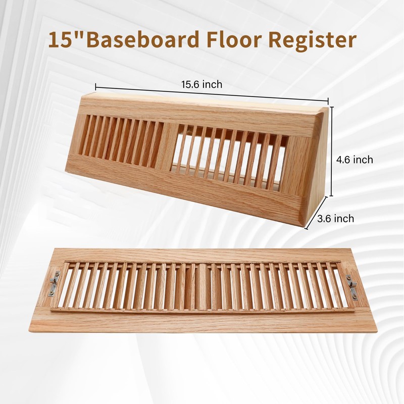 Red Oak Baseboard Floor Register 15 Inch Wooden Baseboard Supply
