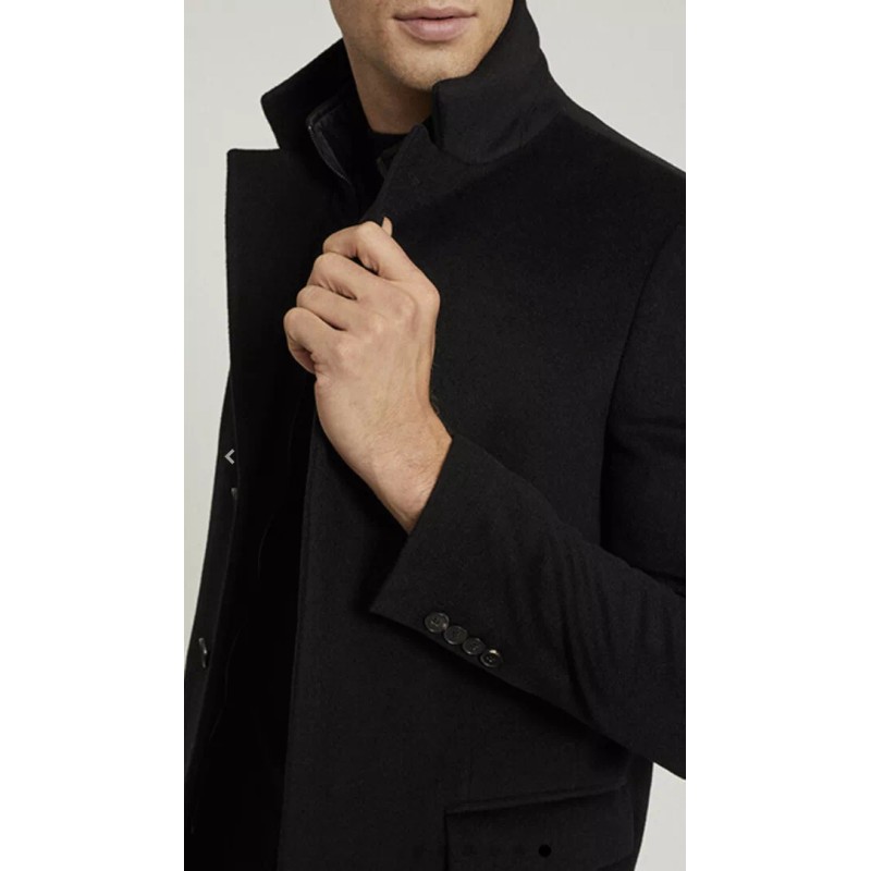 Reiss Mens Coal Winter Overcoat Black Small RRP$645