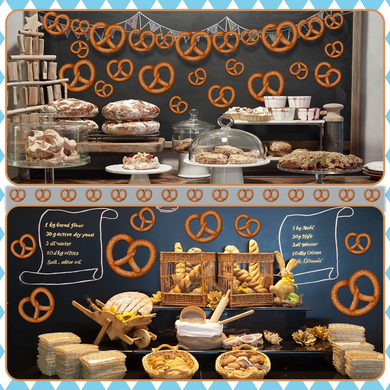 36 Pcs Pretzel Cutouts Oktoberfest Party Decor German, 4.5",6",8.3"