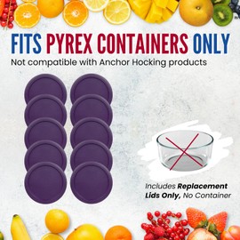 Replacement Lid for Pyrex 7.5" (7 Cup) Storage Plastic Cover Bowl 7402-PC Purple (10-Pack)