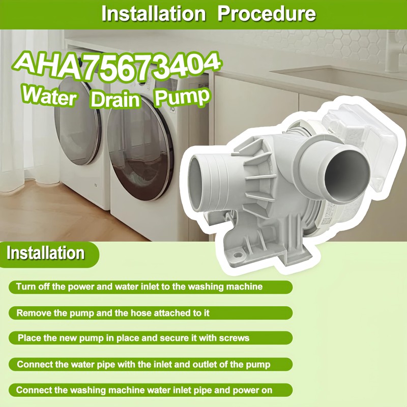 2025 Upgraded AHA75673404 AHA75673402 Washer Drain Pump Assembly Compatible with