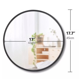 Segawe 2X 18" Round Wall Mirror for Entryways Bathrooms Living Room Black Rubber Frame