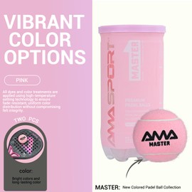 AMA SPORT Padel Balls 2 Tube of 4 Pressurized Padel Tennis Balls Meets Competitions and Tournaments Standards Suitable for Any Surface or Sites (Pink Master)