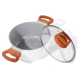 2.4 Quart Nonstick Sauce Pan with Lid, Ceramic Cooking Pot With Double Handles, Small Saucepan Induction Pot For All Stovetops, PFOA Free (White)