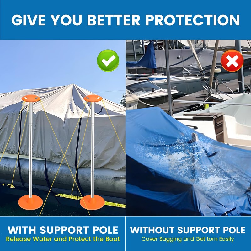 Tuszom 2 PK Boat Cover Support Pole with Anti-UV PE
