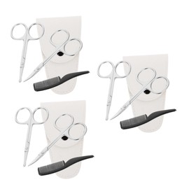 VICASKY 12pcs Stainless Steel Beard Scissors Set Nose Hair Trimmer Precision Trimming Scissors for Facial Hair Includes Round Pointed Small Comb White Leather Case Grooming Kit for Men