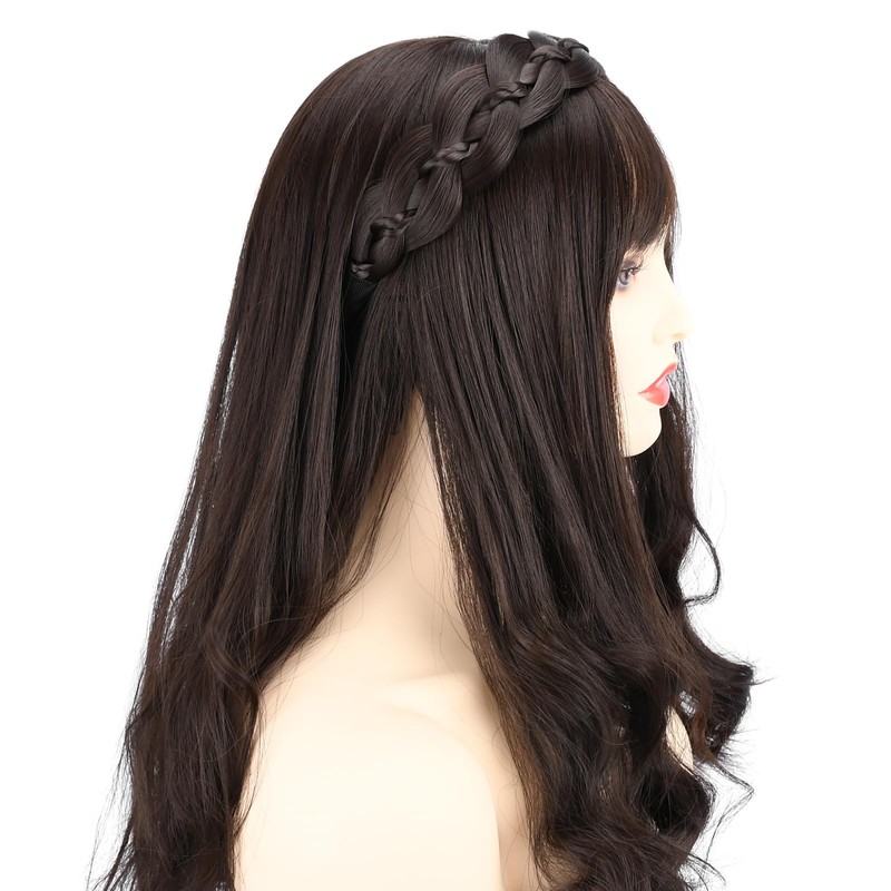 VOPPIS Wide Braided Headband with Teeth Synthetic Hair Plaited Headband