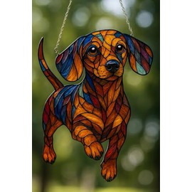 Dachshund Ornament – Dog Lover Gifts- Dachshund Gifts for Women - Dog Mom Ornament – Christmas Dog Ornament 2025 – Suncatcher Effect Stained Glass Window Hanging – Car Hanging Decoration