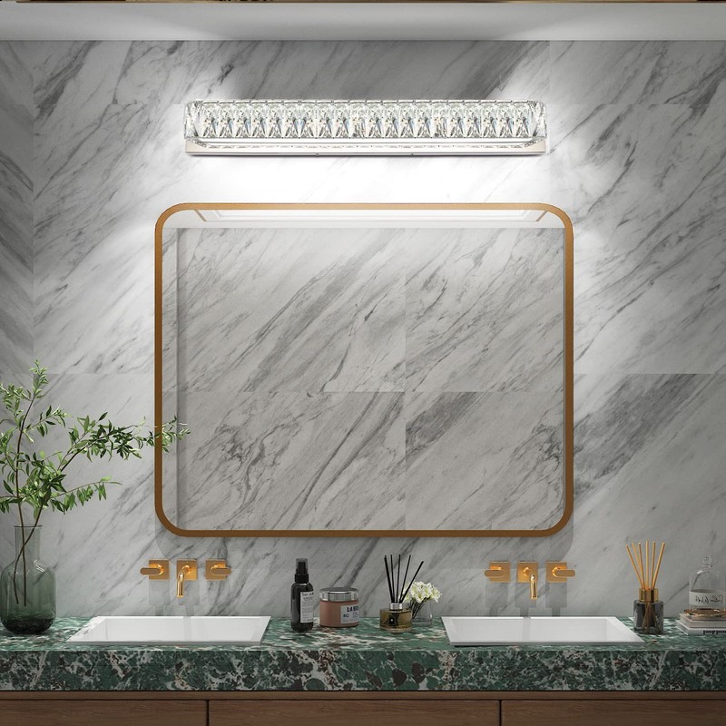 ZUZITO Modern Bathroom Light Fixtures Over Mirror 30 inch Crystal