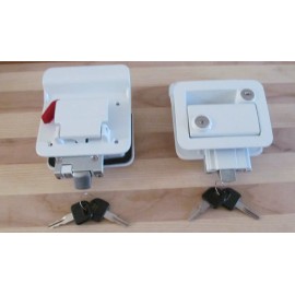 FIC 2 White RV Entry Door Lock Handle Deadbolt Keyed Alike Travel Trailer CW FIC