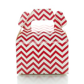 Red Candy Box, Mini Chevron Wedding Gift Boxes (12 Pack) - Red Birthday Party Supplies, Red Christmas Treat Party Boxes for Wedding Favors or Party Candy