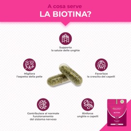 Biotina Capelli | 120 Capsule | Integratori Per Capelli, Unghie e Pelle | Vitamina B8, Zinco, Selenio e Semi di Zucca | Trattamento 4 Mesi | Nutrimea