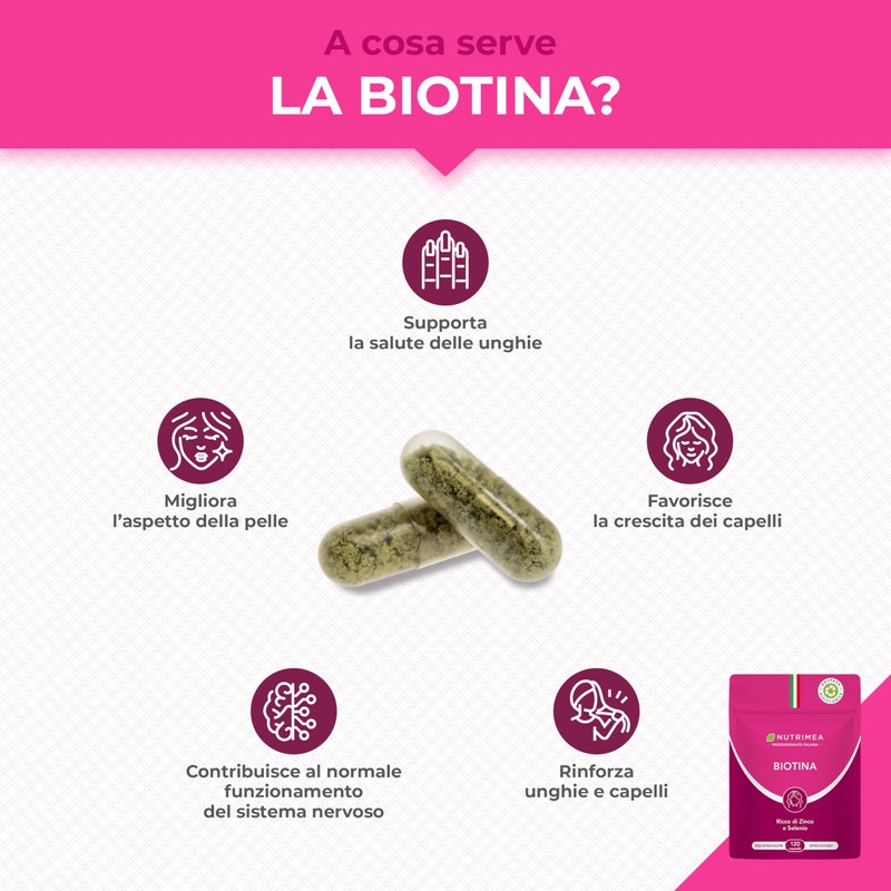 Biotina Capelli | 120 Capsule | Integratori Per Capelli, Unghie