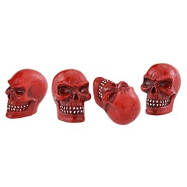 Temzzer Valve Tire Caps Skull Bike Tire Air Valve Covers Car Tire Rim Caps for Most Vehicles Bicycles Motorcycles (Red)