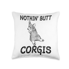 Nothin' Butt Corgis Throw Pillow