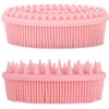 Cepillo Corporal de Silicona y Estropajo Exfoliante Rosa (Set de