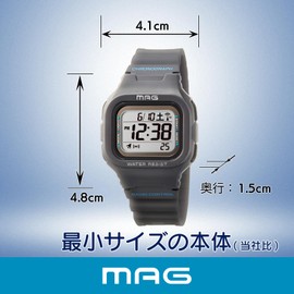 Mag MW-550A GY Digital Wristwatch, Radio, Solar, Dual Power, Waterproof, Urethane Strap, Slightly Smaller, Suitable for Kids, Gray